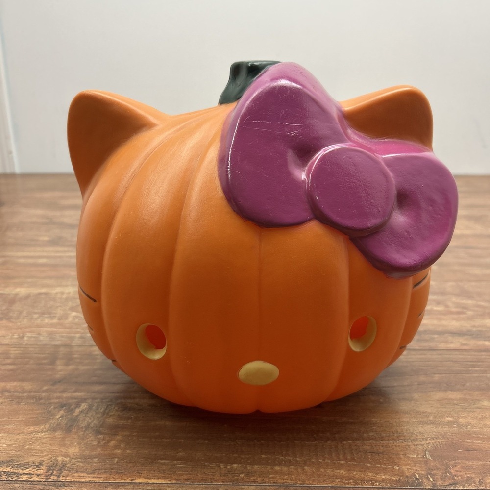 Hello Kitty Light Up Jack O Lantern 9" Blow Mold‎ Sanrio 2014 Halloween Pumpkin